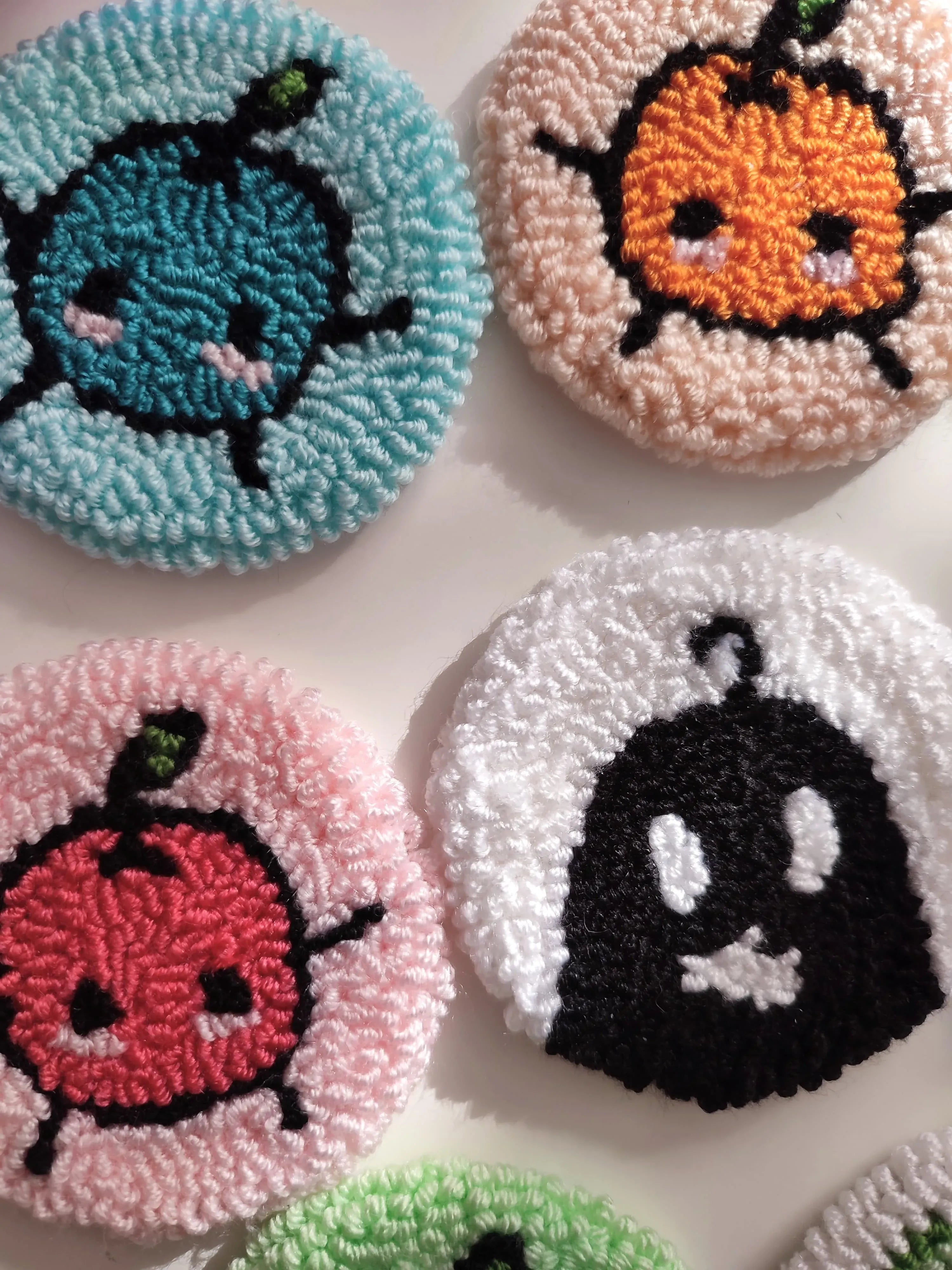 Stardew Valley Car Coasters (Pair) | Cute Punch Needle Cup Holder