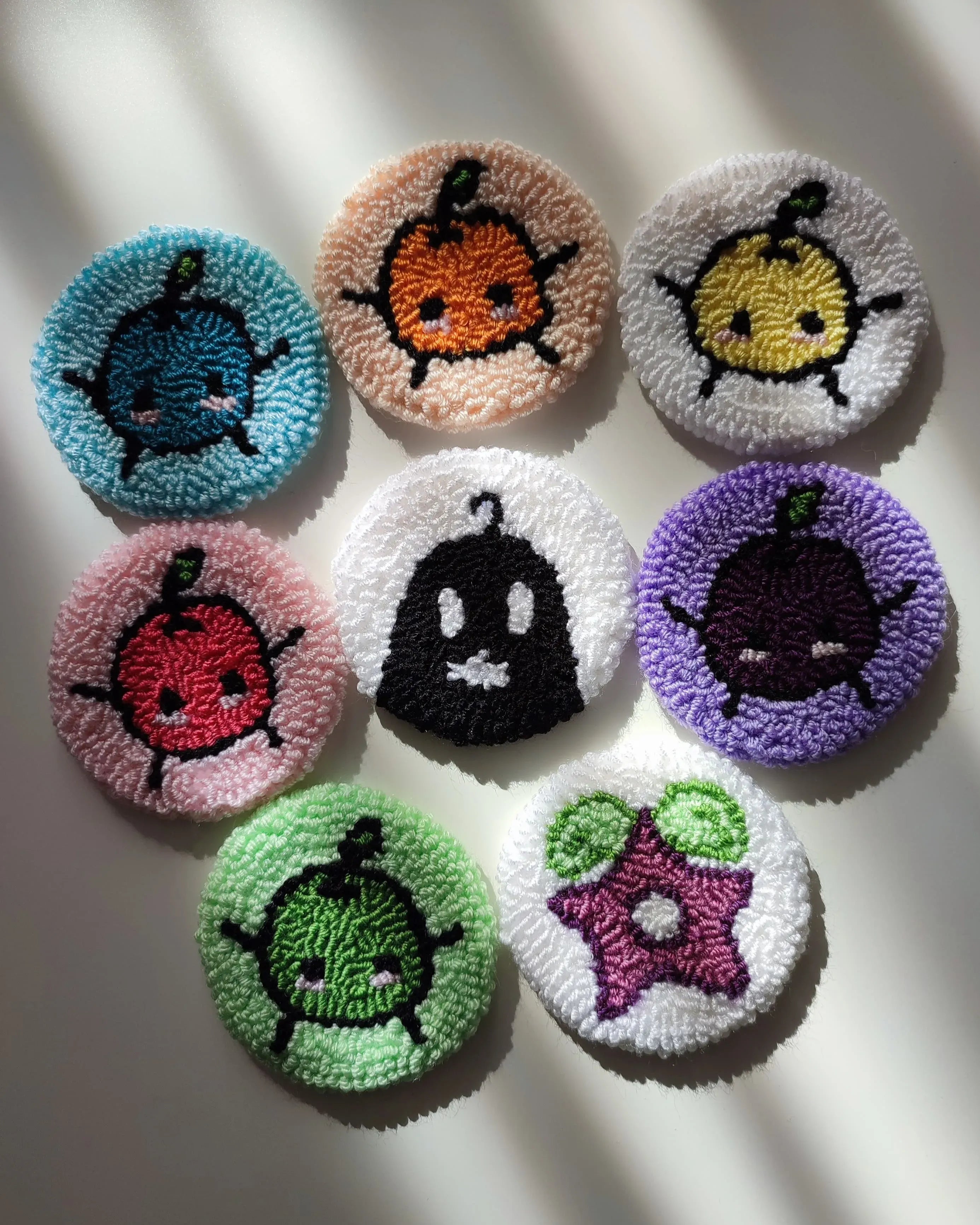 Stardew Valley Car Coasters (Pair) | Cute Punch Needle Cup Holder