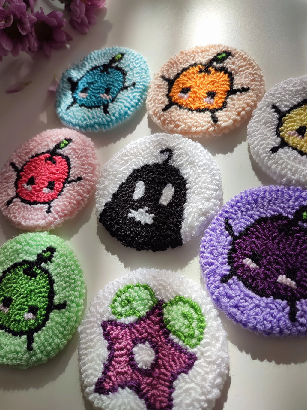 Stardew Valley Car Coasters (Pair) | Cute Punch Needle Cup Holder