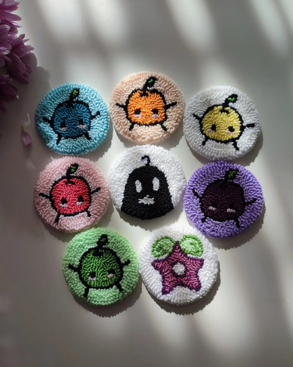 Stardew Valley Car Coasters (Pair) | Cute Punch Needle Cup Holder