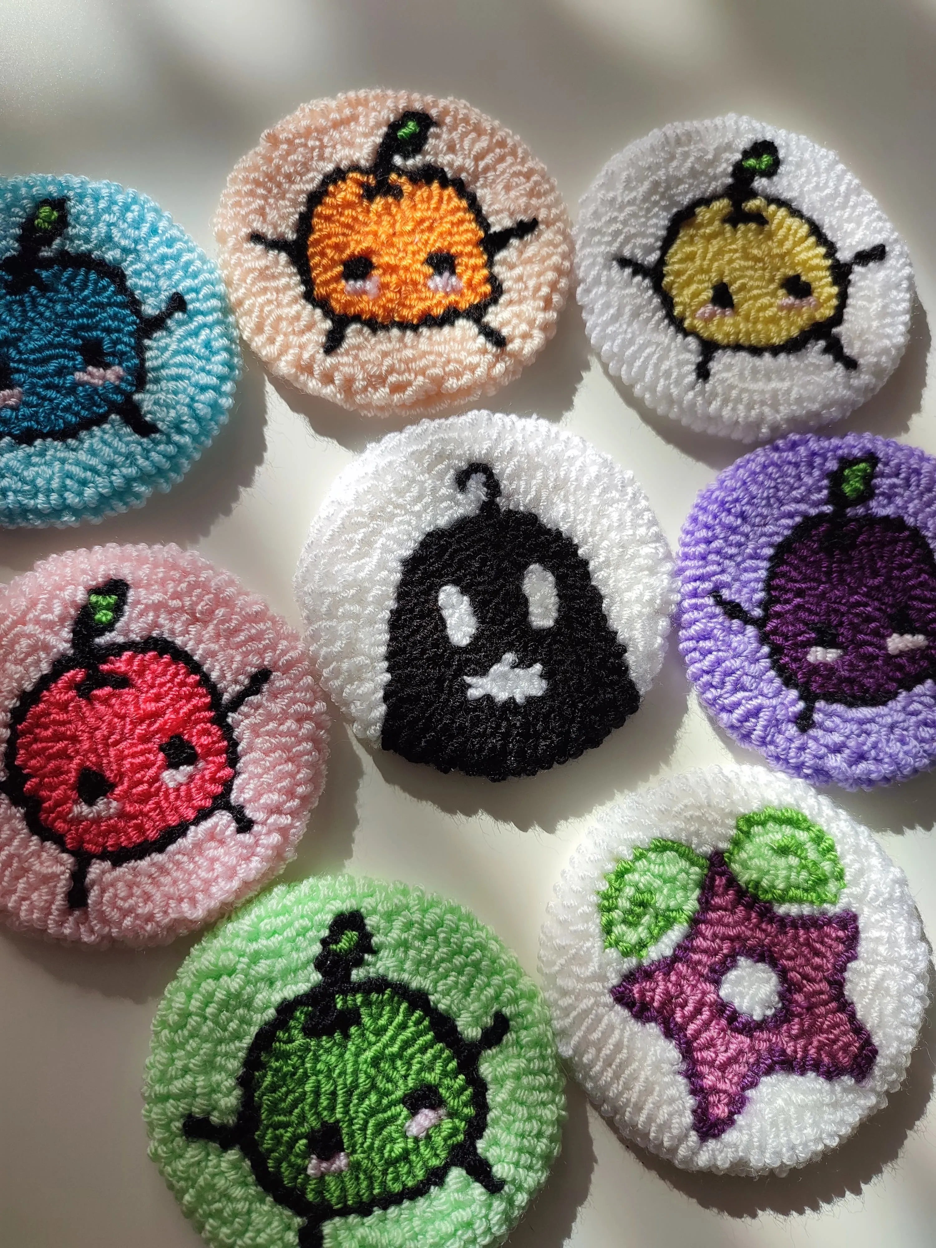 Stardew Valley Car Coasters (Pair) | Cute Punch Needle Cup Holder