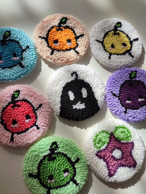 Stardew Valley Car Coasters (Pair) | Cute Punch Needle Cup Holder