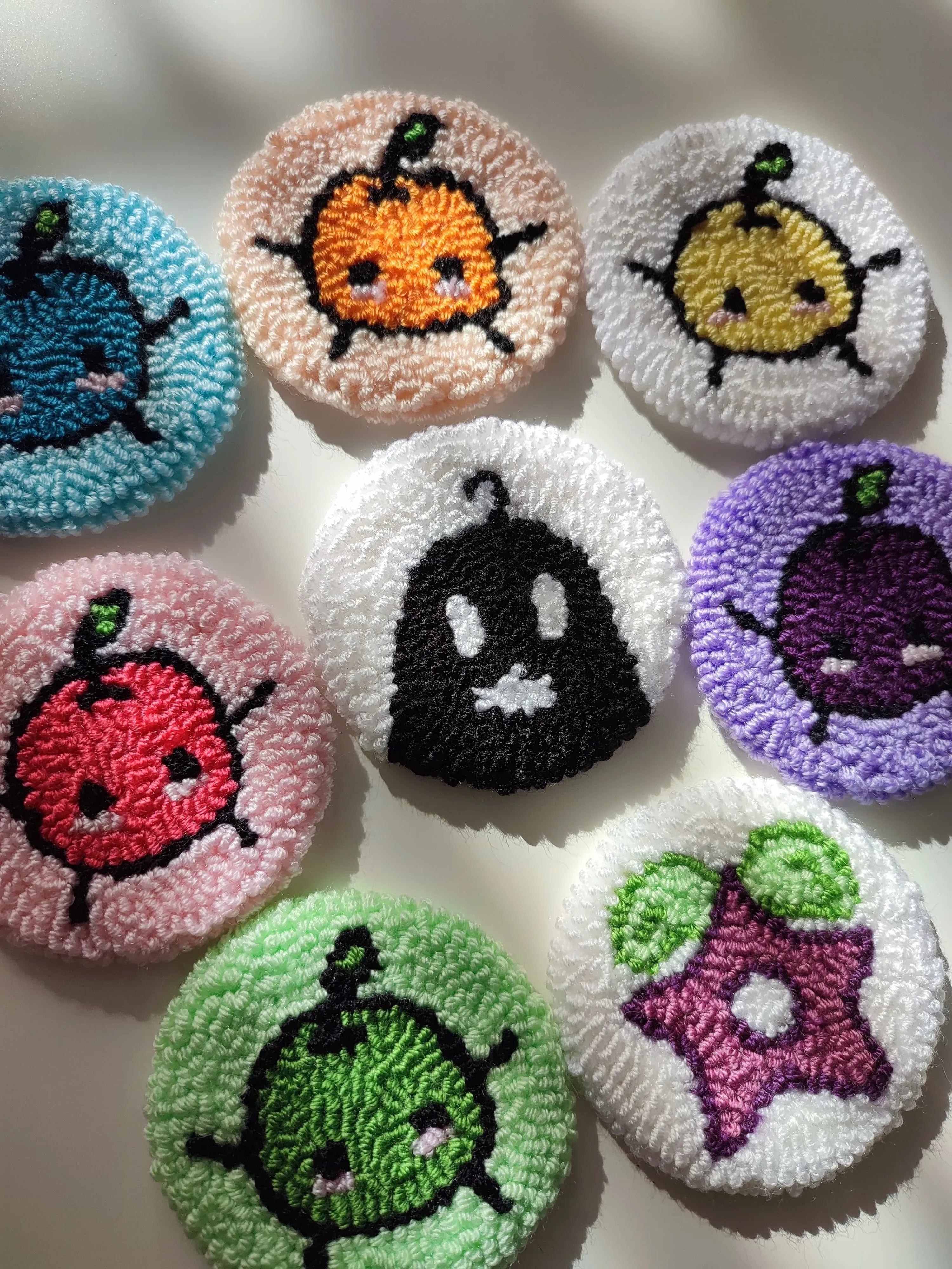 Stardew Valley Car Coasters (Pair) | Cute Punch Needle Cup Holder